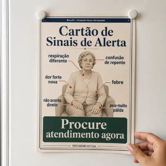 Cartão de Sinais de Alerta impresso e colado